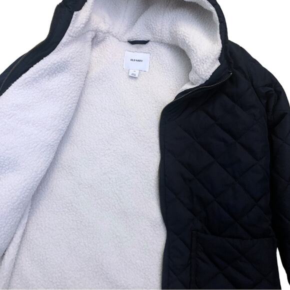 Navy Blue Quilted Puffer Hooded Barn Jacket Size XS Old Navy Lightweight Cozy - Picture 5 of 9